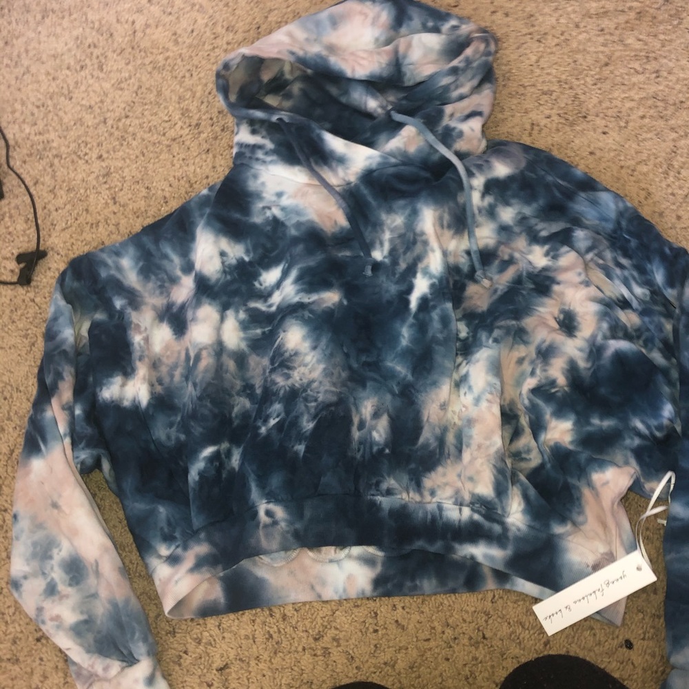 Crop hoodie and fold over waist pant